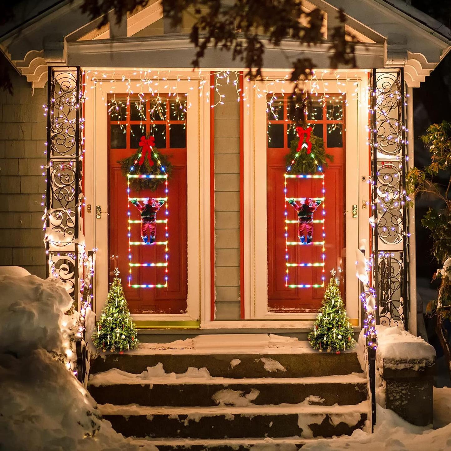 Christmas Santa Climbing Stairs Light