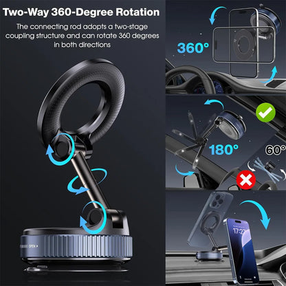 360° Rotating Magnetic Car Phone Holder | Strong Suction Cup Mount for Mobile Phones