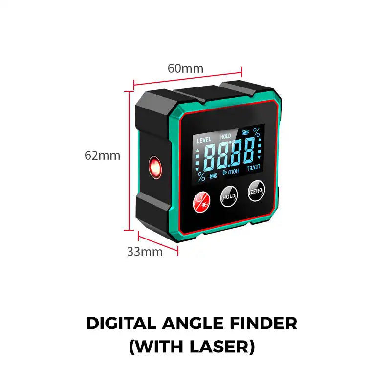 4-Sided Magnetic Digital Protractor with Laser