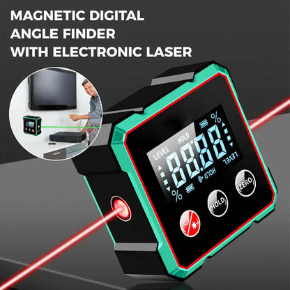 4-Sided Magnetic Digital Protractor with Laser
