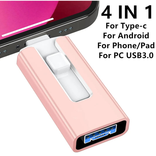 32~256 GB Micro USB + Lightning + USB 3.0 4-in-1 Mobile U-Disk