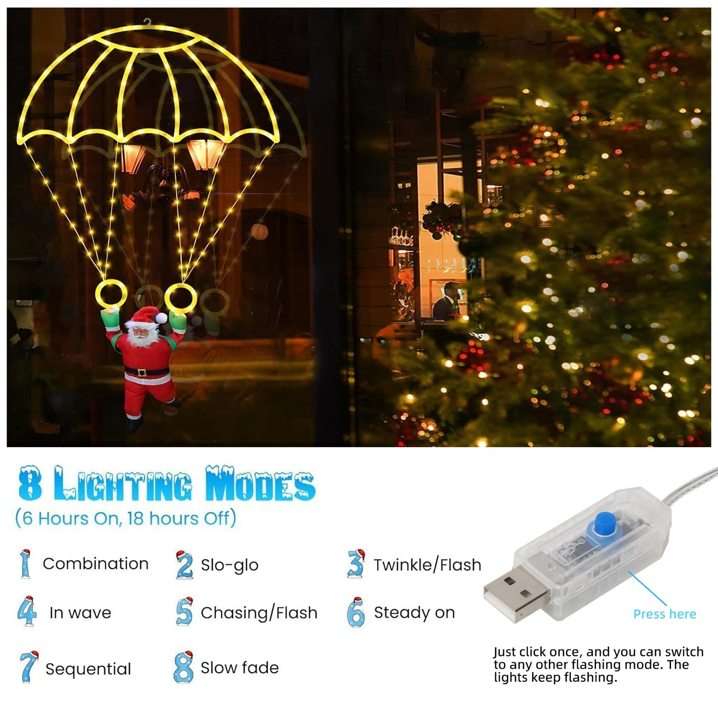 Christmas Parachute Lights with Santa Claus