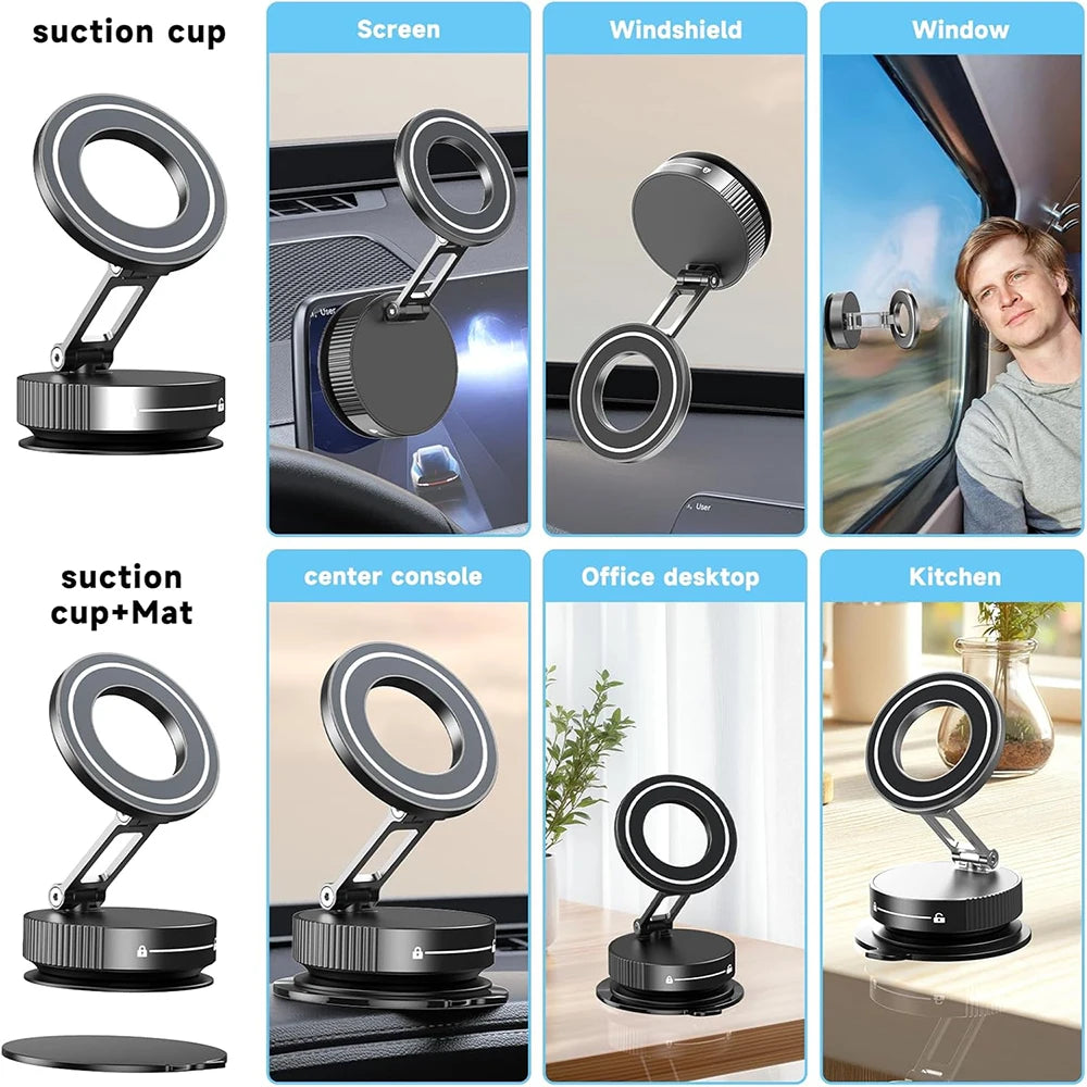 360° Rotating Magnetic Car Phone Holder | Strong Suction Cup Mount for Mobile Phones