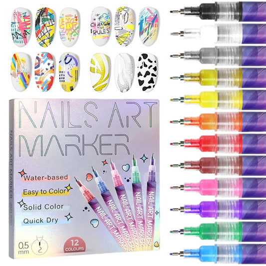 🎨12 Colors Nail Art Pens Set